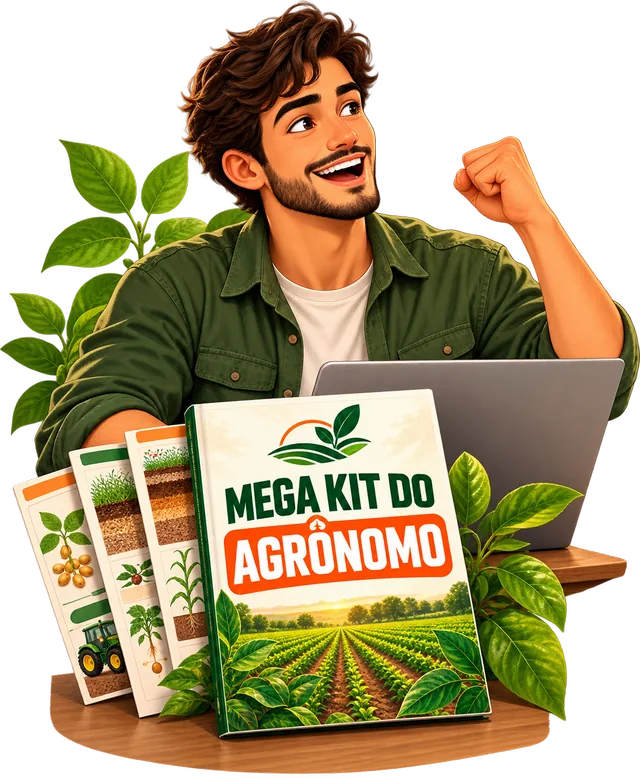 Estudante de agronomia estudando visualmente com o Mega Kit do Agrônomo